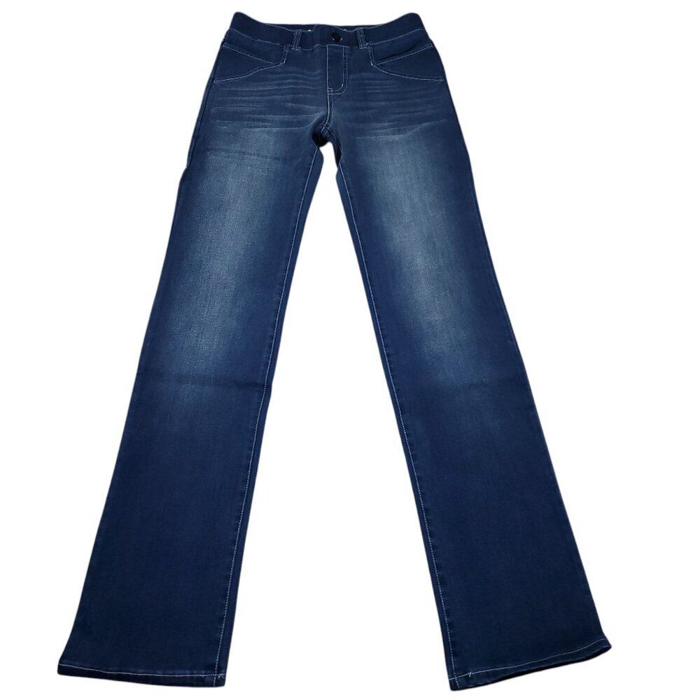 Betabrand Straight Leg 7-Pocket Yoga Denim Jeans Blue Dark Vintage Size XS